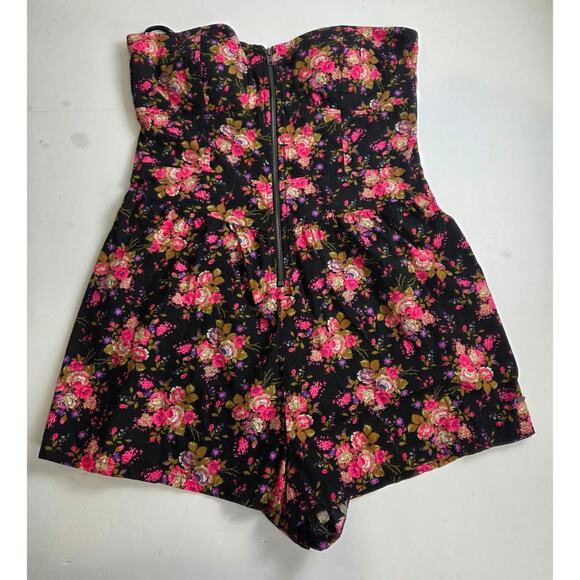 Victoria's Secret Pink Pants - PINK by Victoria's Secret Multicolor Floral Cotton Romper Strapless Size Large